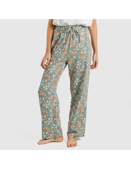 Pantalón viscosa Venus agua marina pantalones-comodos-mujer