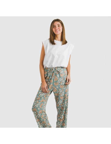 Pantalón viscosa Venus agua marina pantalones-comodos-mujer
