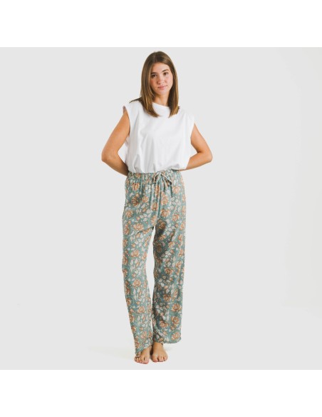 Pantalón viscosa Venus agua marina pantalones-comodos-mujer