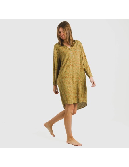 Camisola viscosa Silda verde cacería vestidos-y-blusones-mujer