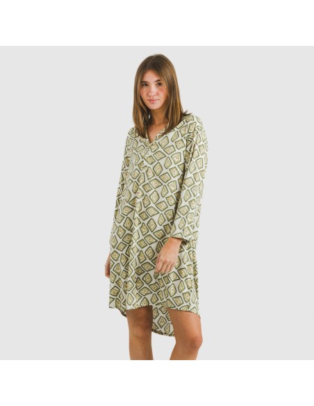 Camisola viscosa Liuva verde cacería vestidos-y-blusones-mujer