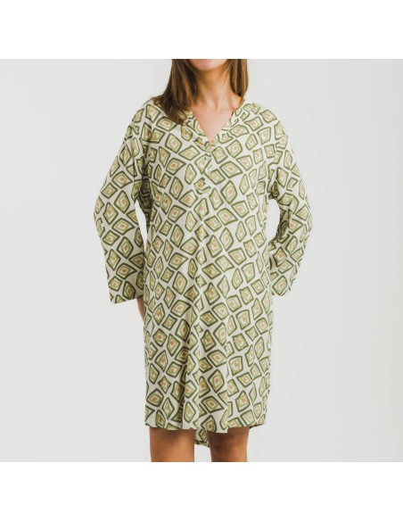 Camisola viscosa Liuva verde cacería vestidos-y-blusones-mujer