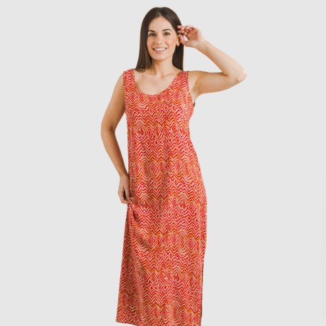 Vestido largo tirantes viscosa Silda teja vestidos-y-blusones-mujer