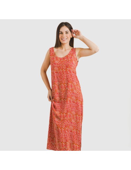 Vestido largo tirantes viscosa Silda teja vestidos-y-blusones-mujer
