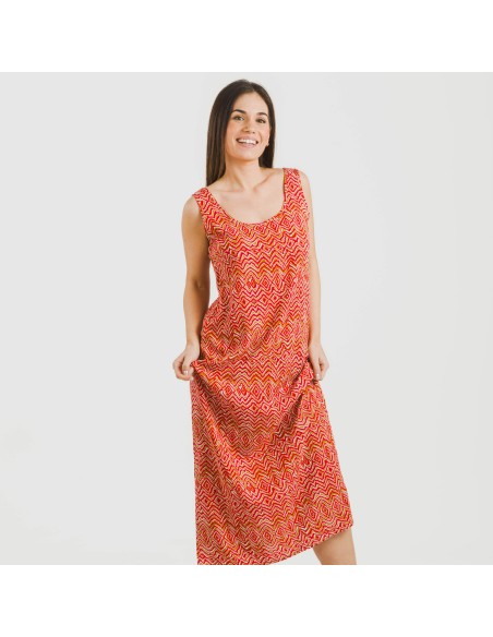 Vestido largo tirantes viscosa Silda teja vestidos-y-blusones-mujer