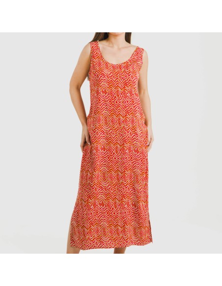 Vestido largo tirantes viscosa Silda teja vestidos-y-blusones-mujer