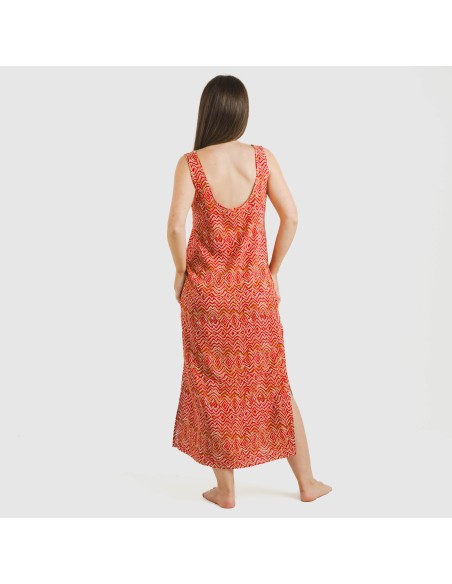 Vestido largo tirantes viscosa Silda teja vestidos-y-blusones-mujer