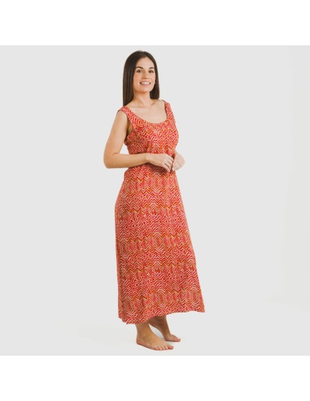 Vestido largo tirantes viscosa Silda teja vestidos-y-blusones-mujer