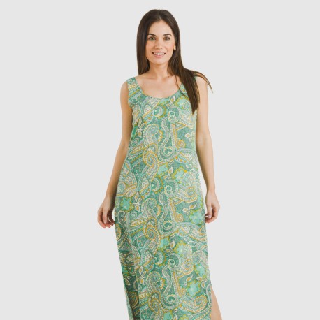 Vestido largo tirantes viscosa Patme verde vestidos-y-blusones-mujer