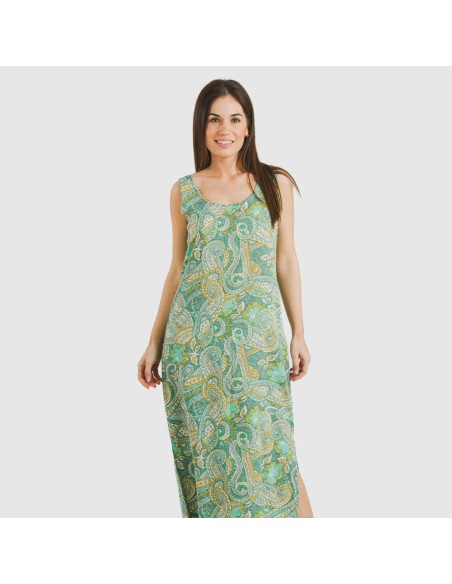 Vestido largo tirantes viscosa Patme verde vestidos-y-blusones-mujer