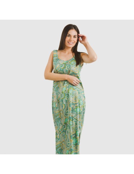 Vestido largo tirantes viscosa Patme verde vestidos-y-blusones-mujer