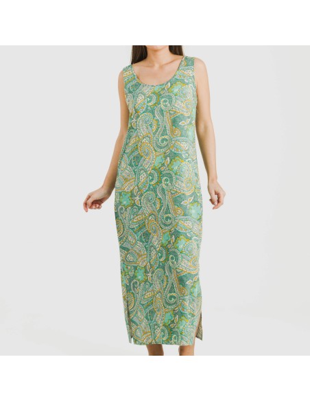 Vestido largo tirantes viscosa Patme verde vestidos-y-blusones-mujer