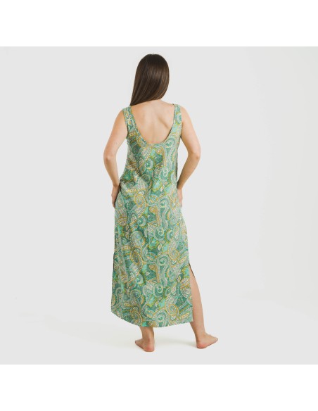 Vestido largo tirantes viscosa Patme verde vestidos-y-blusones-mujer