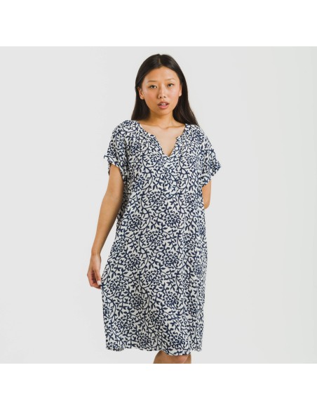 Vestido corto manga fluida viscosa bambula Aladero azul vestidos-y-blusones-mujer