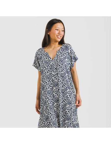 Vestido corto manga fluida viscosa bambula Aladero azul vestidos-y-blusones-mujer