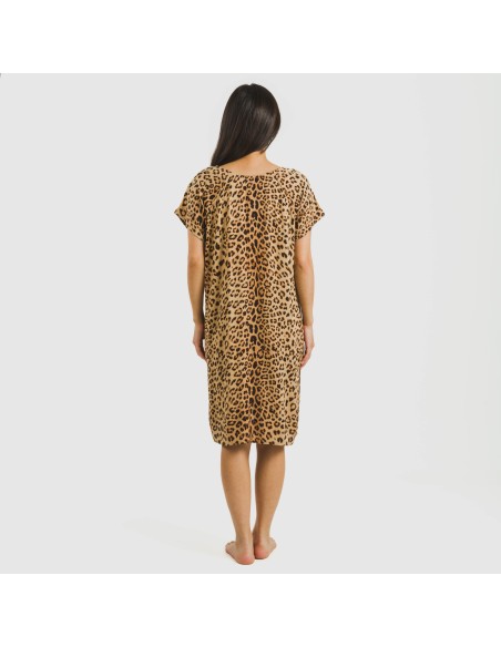 Vestido corto manga fluida viscosa bambula Leo vestidos-y-blusones-mujer