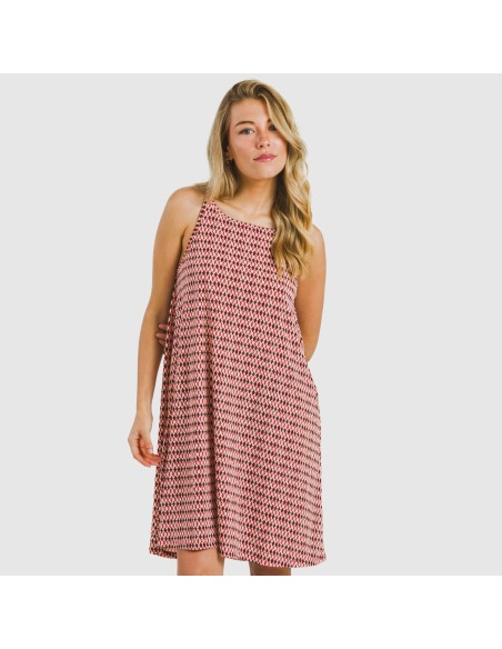 Vestido corto tirantes crepe Jannat burdeos vestidos-y-blusones-mujer