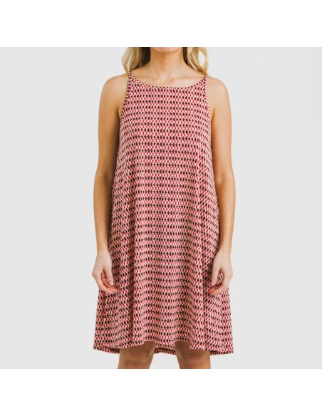 Vestido corto tirantes crepe Jannat burdeos vestidos-y-blusones-mujer