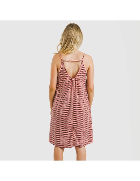 Vestido corto tirantes crepe Jannat burdeos vestidos-y-blusones-mujer