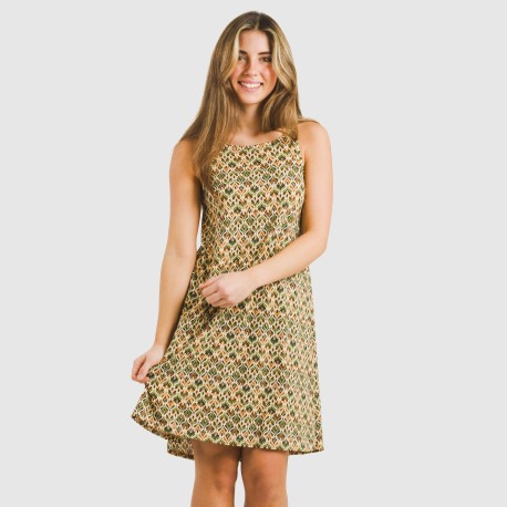 Vestido corto tirantes crepe Alhambra verde vestidos-y-blusones-mujer