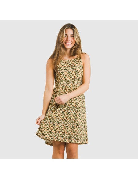 Vestido corto tirantes crepe Alhambra verde vestidos-y-blusones-mujer