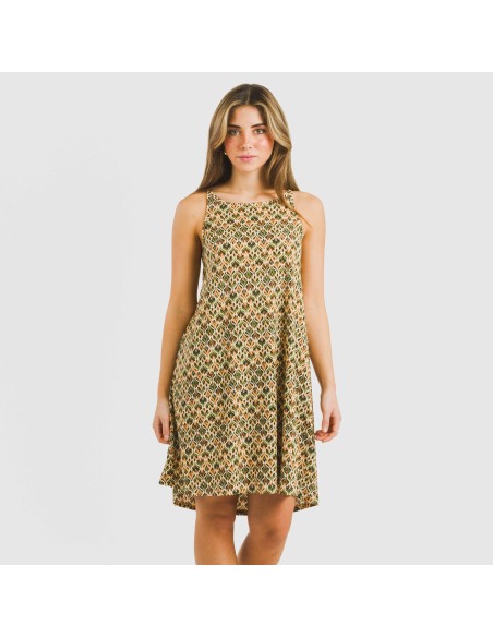 Vestido corto tirantes crepe Alhambra verde vestidos-y-blusones-mujer