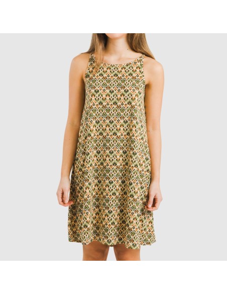 Vestido corto tirantes crepe Alhambra verde vestidos-y-blusones-mujer