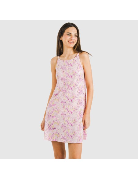 Vestido corto tirantes crepe Aruna malva vestidos-y-blusones-mujer