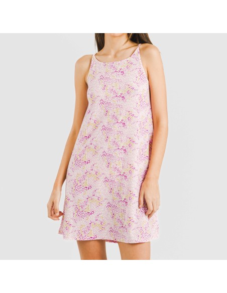 Vestido corto tirantes crepe Aruna malva vestidos-y-blusones-mujer