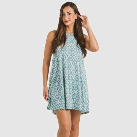 Vestido corto tirantes crepe Eugenia agua marina vestidos-y-blusones-mujer