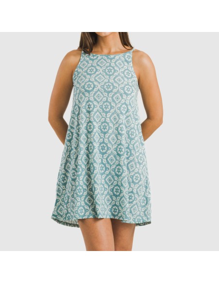 Vestido corto tirantes crepe Eugenia agua marina vestidos-y-blusones-mujer