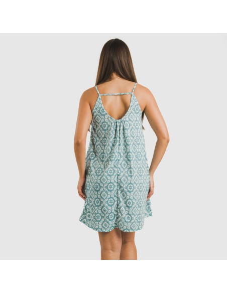 Vestido corto tirantes crepe Eugenia agua marina vestidos-y-blusones-mujer