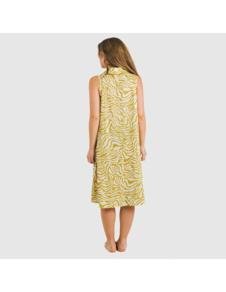 Vestido corto cuello y solapa soft Palmina lima vestidos-y-blusones-mujer
