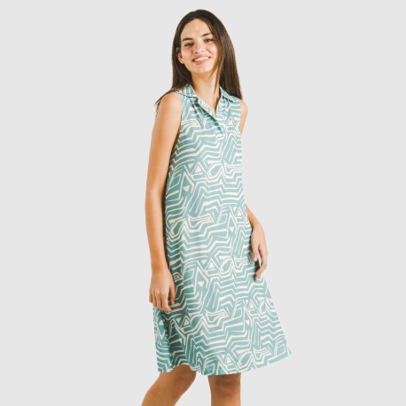 Vestido corto cuello y solapa soft Guiomar agua marina vestidos-y-blusones-mujer