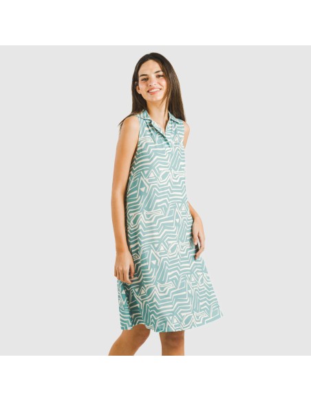 Vestido corto cuello y solapa soft Guiomar agua marina vestidos-y-blusones-mujer