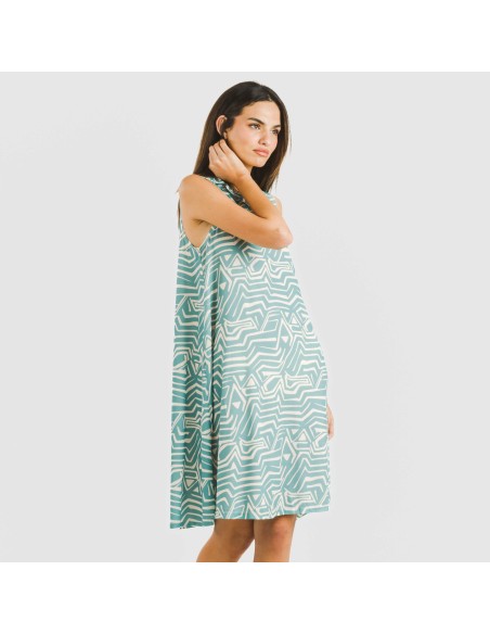 Vestido corto cuello y solapa soft Guiomar agua marina vestidos-y-blusones-mujer