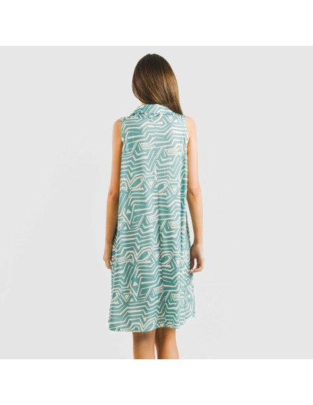 Vestido corto cuello y solapa soft Guiomar agua marina vestidos-y-blusones-mujer
