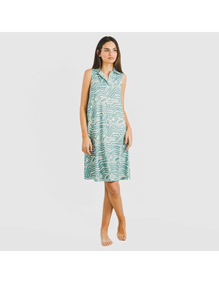 Vestido corto cuello y solapa soft Guiomar agua marina vestidos-y-blusones-mujer
