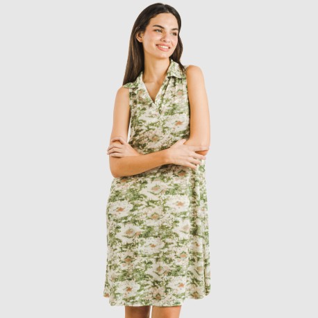 Vestido corto cuello y solapa soft Magnus verde vestidos-y-blusones-mujer