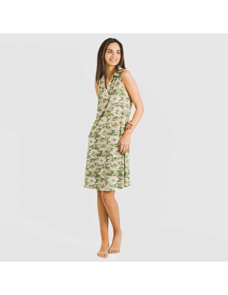 Vestido corto cuello y solapa soft Magnus verde vestidos-y-blusones-mujer