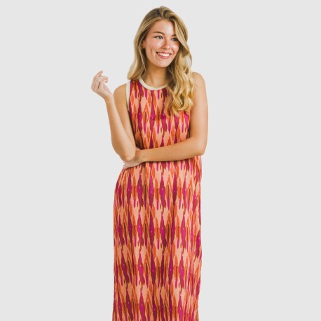 Vestido largo tirantes satén Gavidia naranja vestidos-y-blusones-mujer