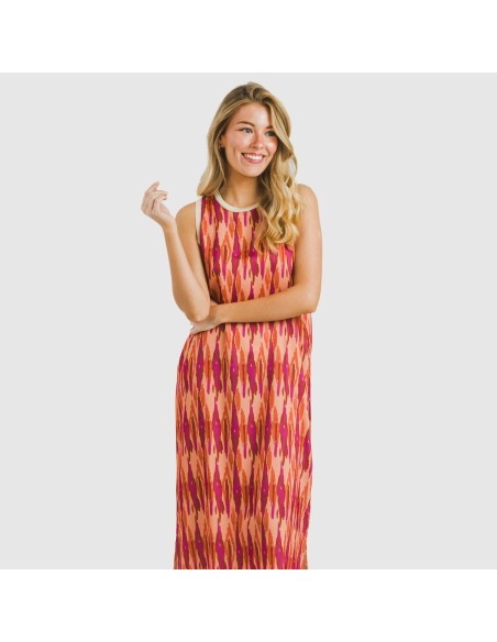 Vestido largo tirantes satén Gavidia naranja vestidos-y-blusones-mujer