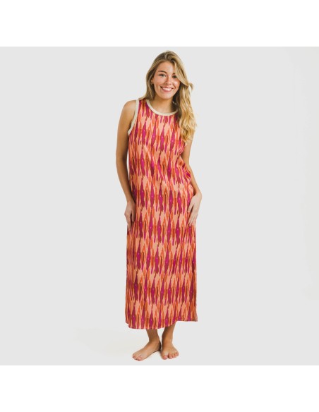 Vestido largo tirantes satén Gavidia naranja vestidos-y-blusones-mujer