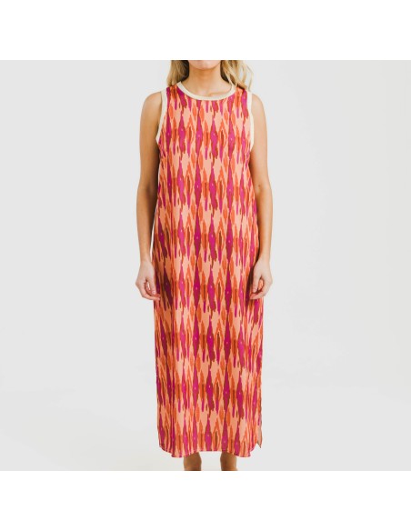 Vestido largo tirantes satén Gavidia naranja vestidos-y-blusones-mujer