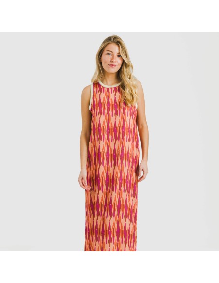 Vestido largo tirantes satén Gavidia naranja vestidos-y-blusones-mujer