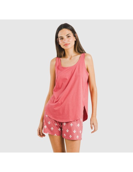 Pijama corto algodón Nicole marsala pijamas-cortos-mujer