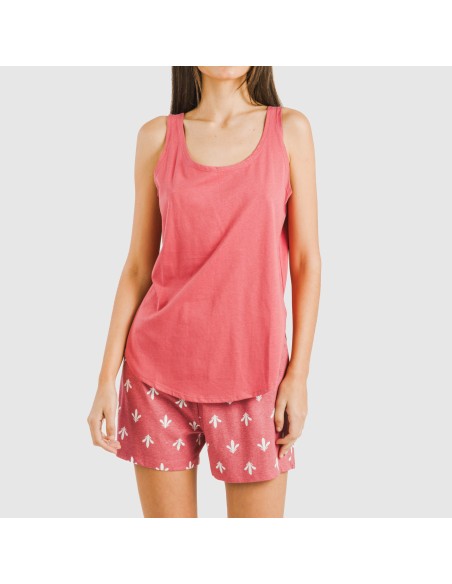 Pijama corto algodón Nicole marsala pijamas-cortos-mujer