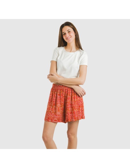 Pantalón corto viscosa bambula Silda teja pantalones-comodos-mujer