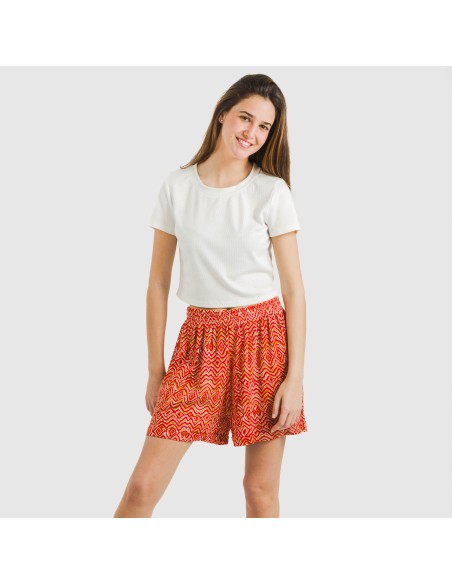 Pantalón corto viscosa bambula Silda teja pantalones-comodos-mujer