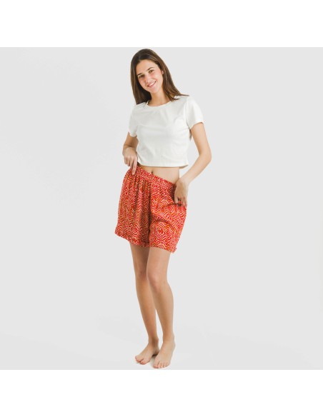 Pantalón corto viscosa bambula Silda teja pantalones-comodos-mujer